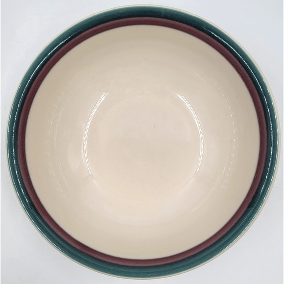 Pfaltzgraff Juniper Ivory Cereal Bowls 6" Green & Plum Band USA Set of 3 - Picture 6 of 6